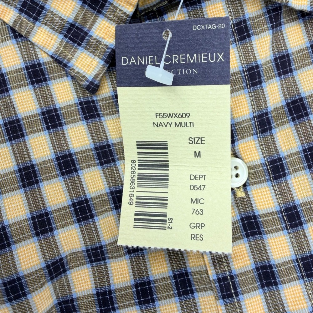 Daniel Cremieux Collection Shirt Mens Medium Blue Yellow Check Italian Fabric - Picture 4 of 6